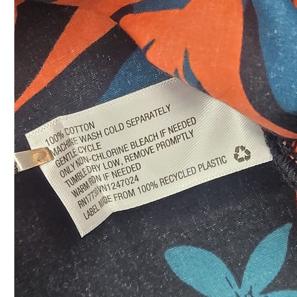 Tropical Floral Button Down Shirt Navy Blue Large Goodfellow & Co Mens Slim Fit - Picture 9 of 9